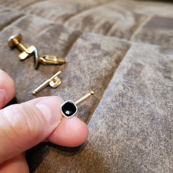 SWANK B&W Cuff Links and Shirt Studs Vintage w box - Picture 5 of 7